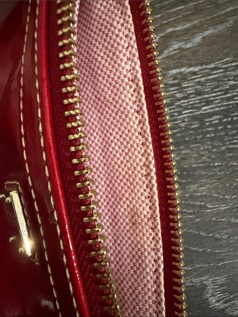 Dooney & Bourke Slim Wristlet Top Zip Patent Leather Cherry Red
